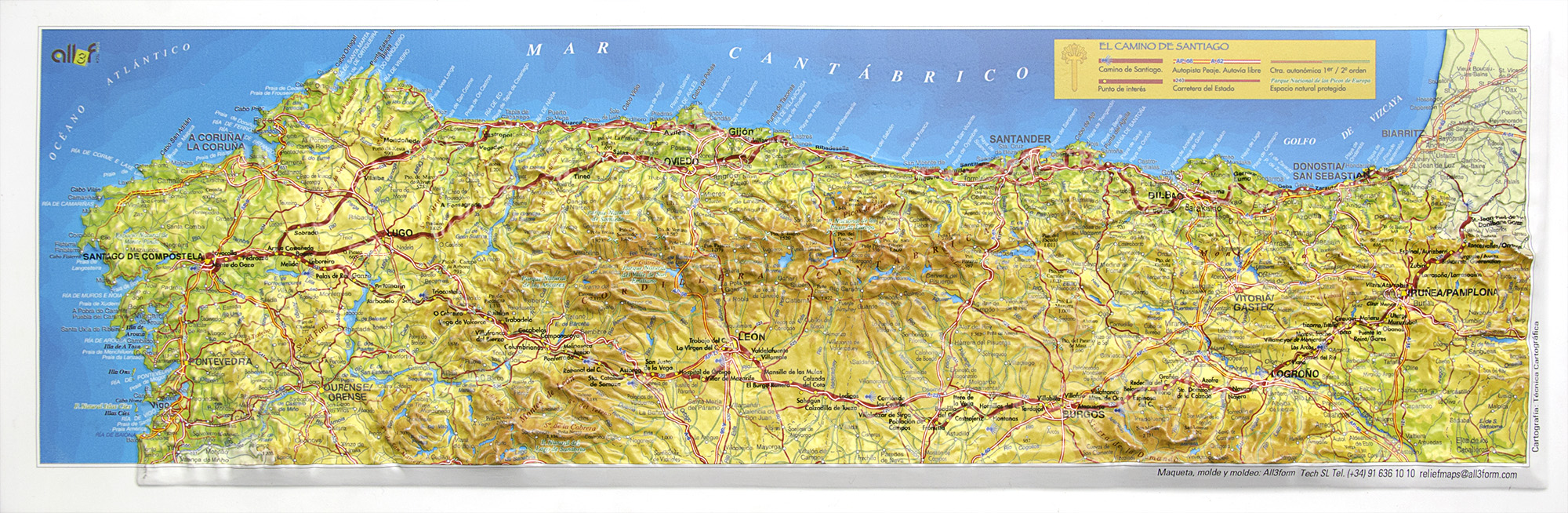 Imagen mapa relieve Camino Santiago Francés 